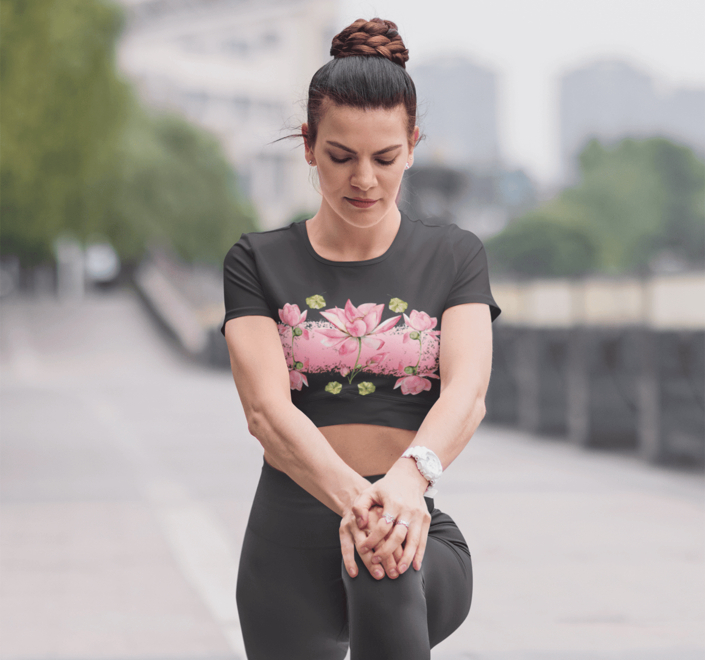 Aura Blossom Lotus Yoga Shirt Crop Top 