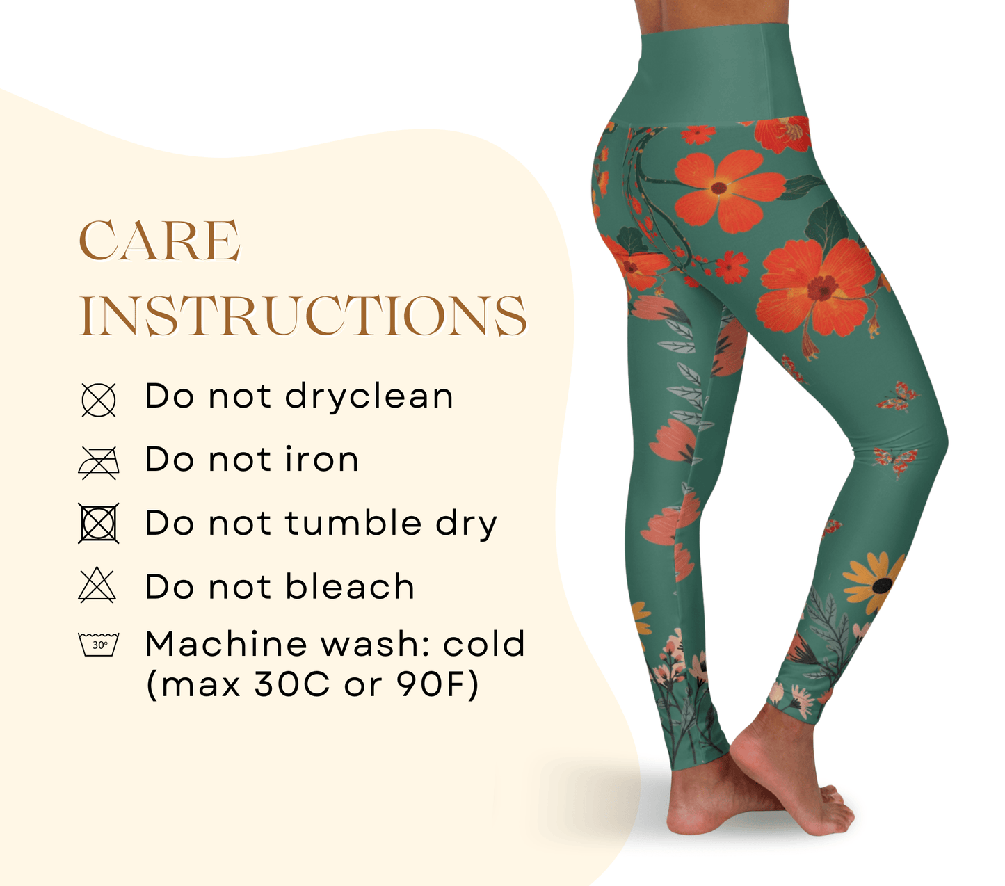 Nist Flower Leggings for Women Waist Stretch Fit Yoga Activewear
