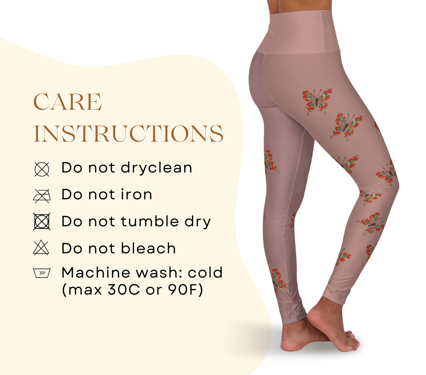 Kristlin Butterfly Leggings for Women Waist Stretch Fit Yoga Activewear