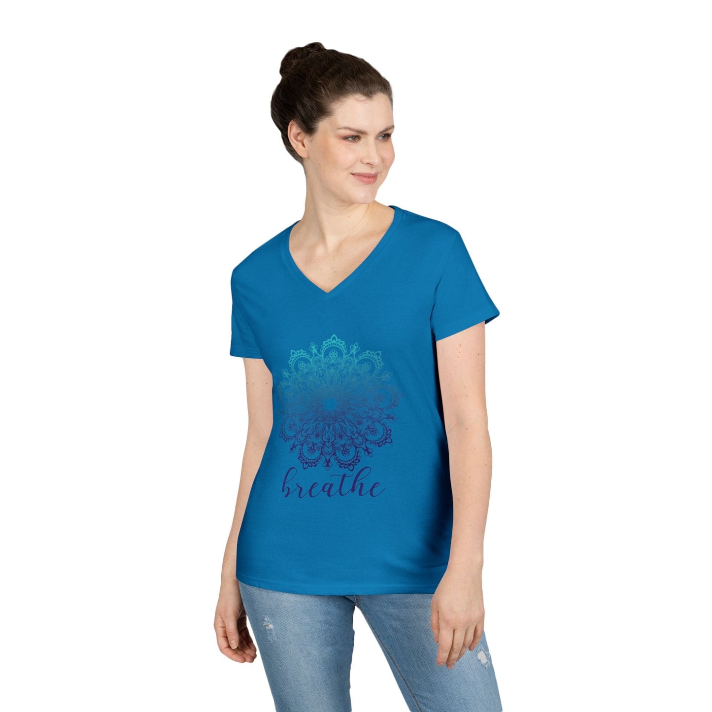 Breathe Mandala V-neck T-Shirt Yoga Wellness for Women