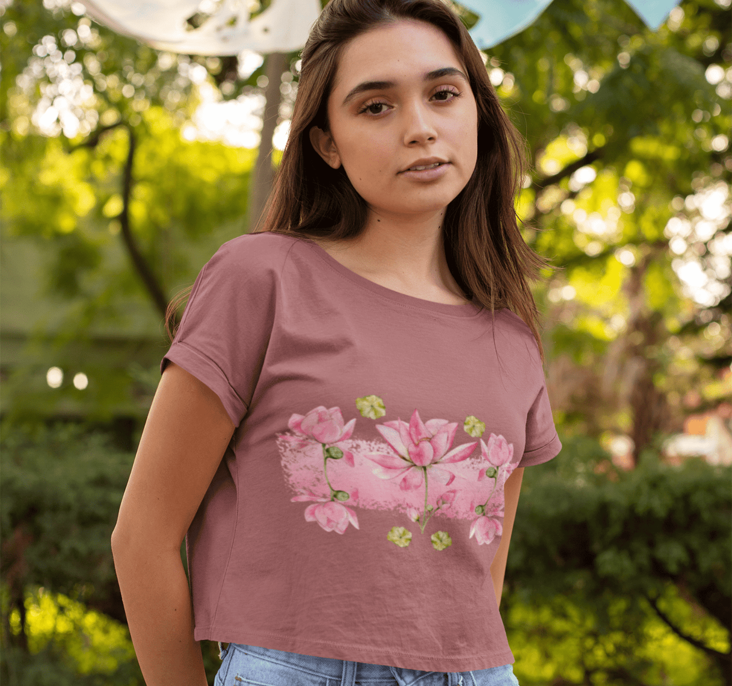 Aura Blossom Lotus Yoga Shirt Crop Top 