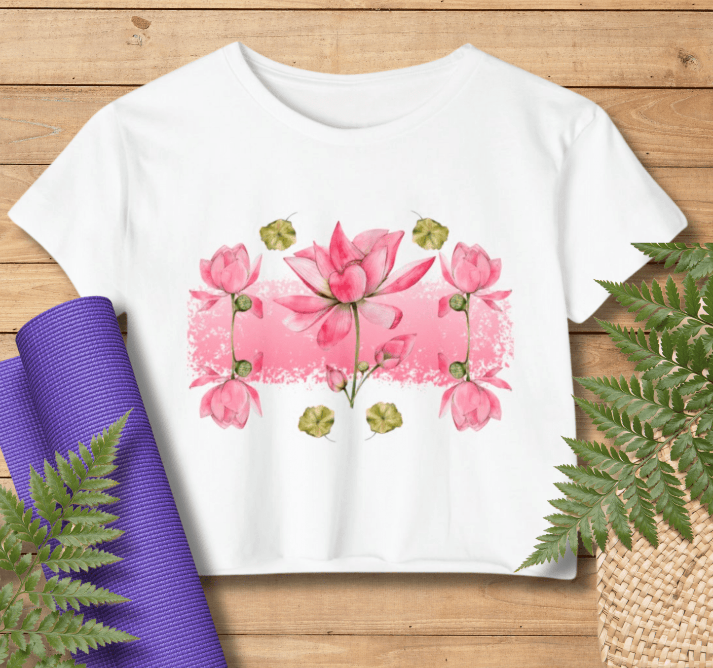 Aura Blossom Lotus Yoga Shirt Crop Top 