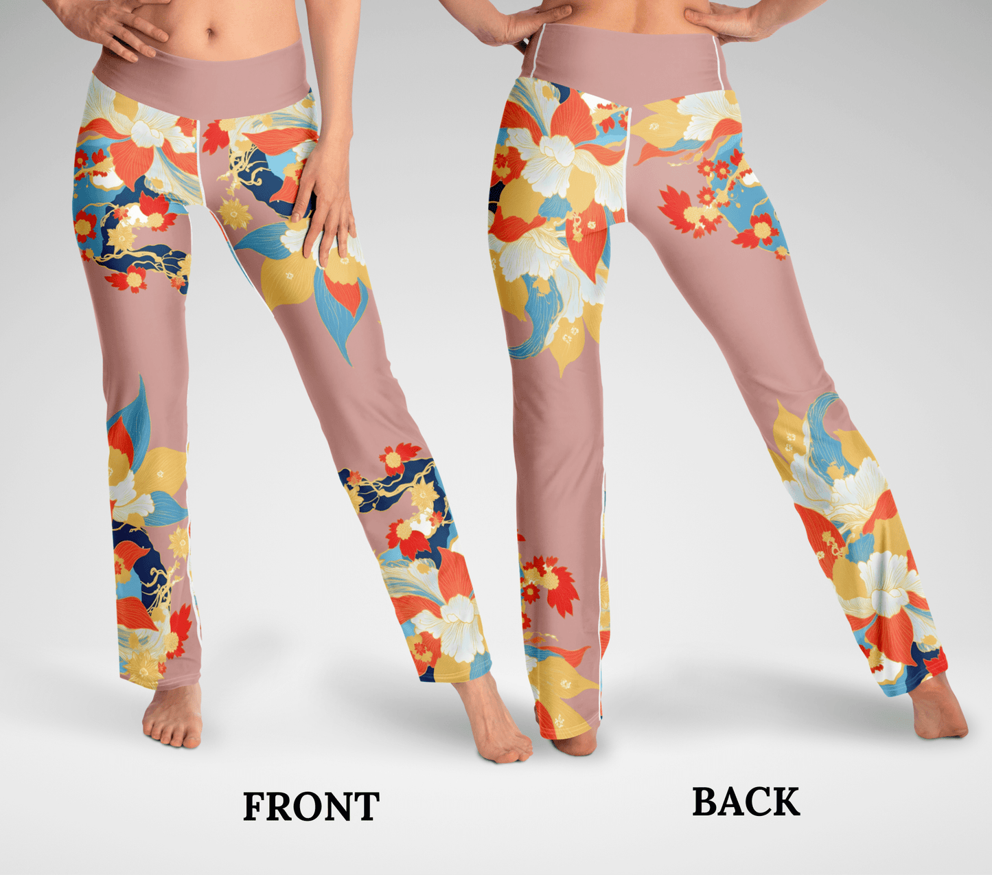 Zeve Floral Flare Yoga Pants Leggings for Women