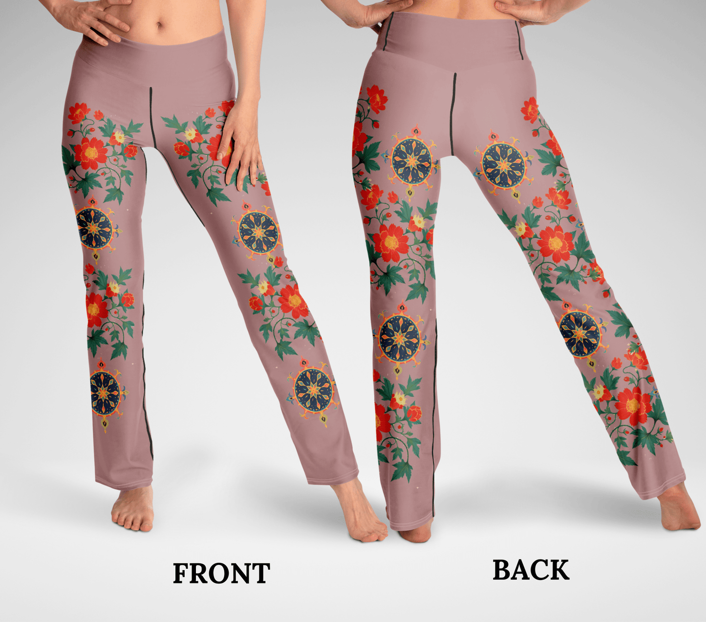 Atens Floral Flare Yoga Pants Leggings for Woman