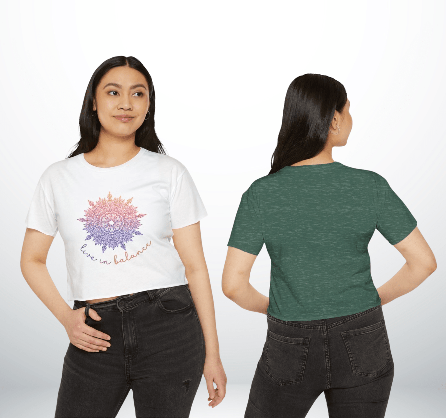 Live in Balance Mandala Yoga Crop Top Shirt for Women
