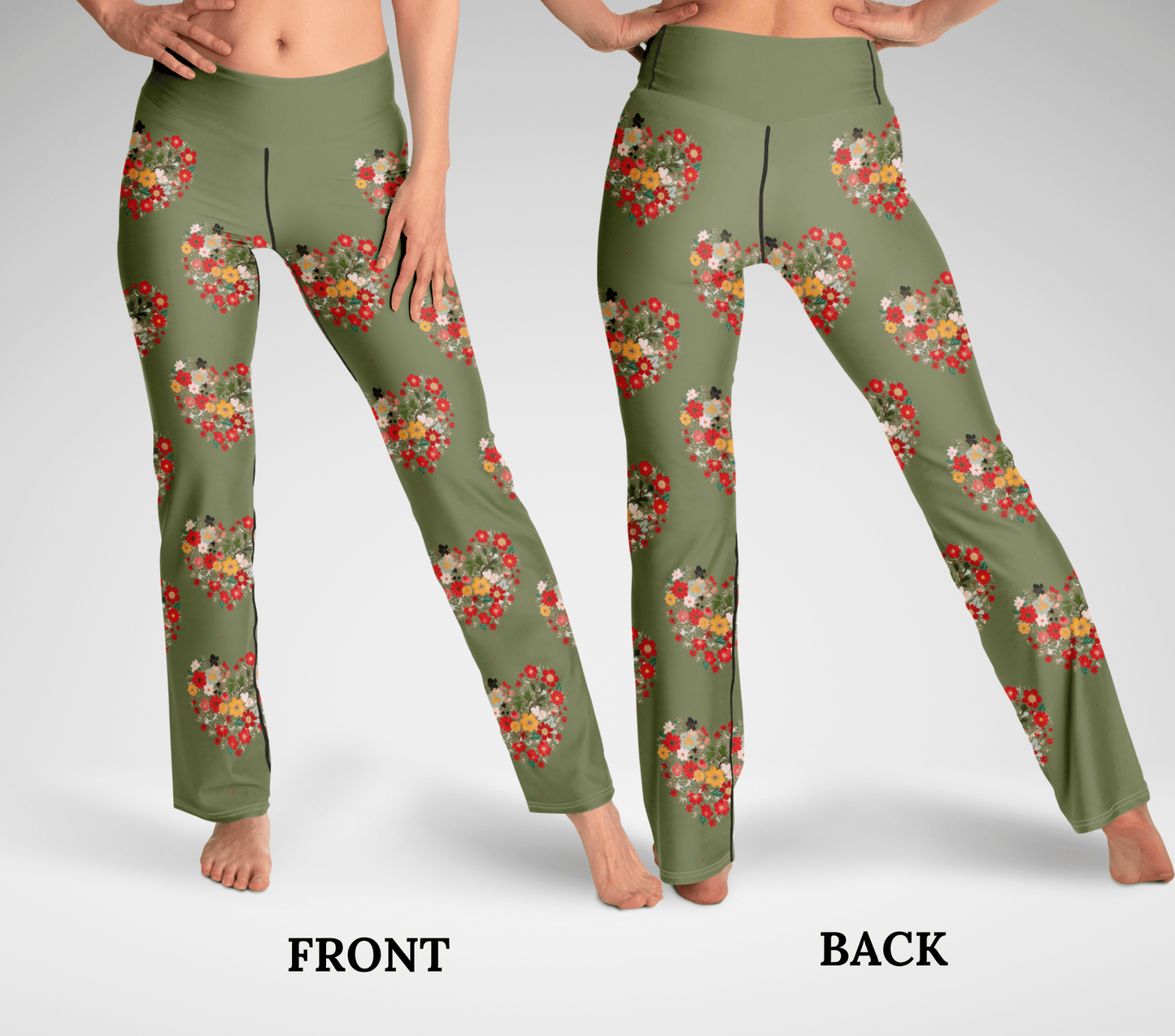 Blu HeartBloom Flare Yoga Pants Leggings for Women