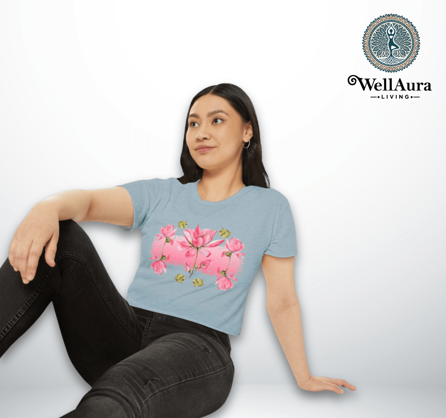 Aura Blossom Lotus Yoga Shirt Crop Top 