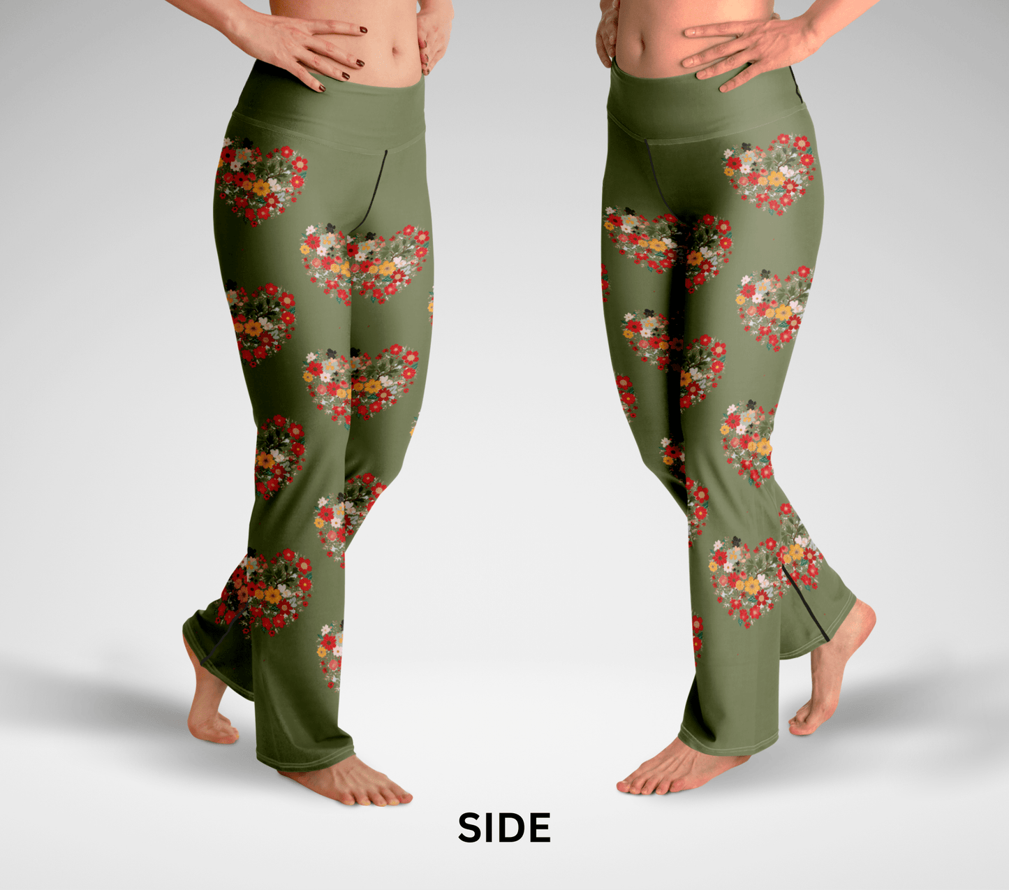 Blu HeartBloom Flare Yoga Pants Leggings for Women