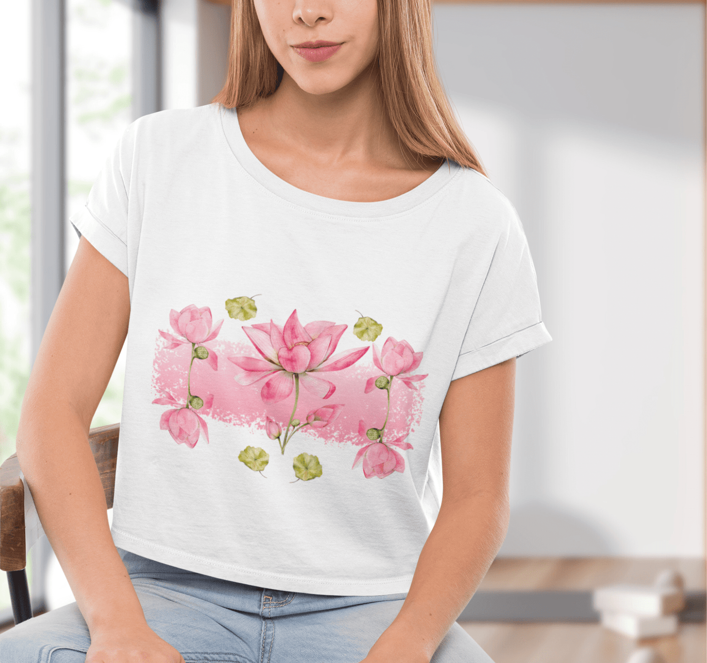 Aura Blossom Lotus Yoga Shirt Crop Top 