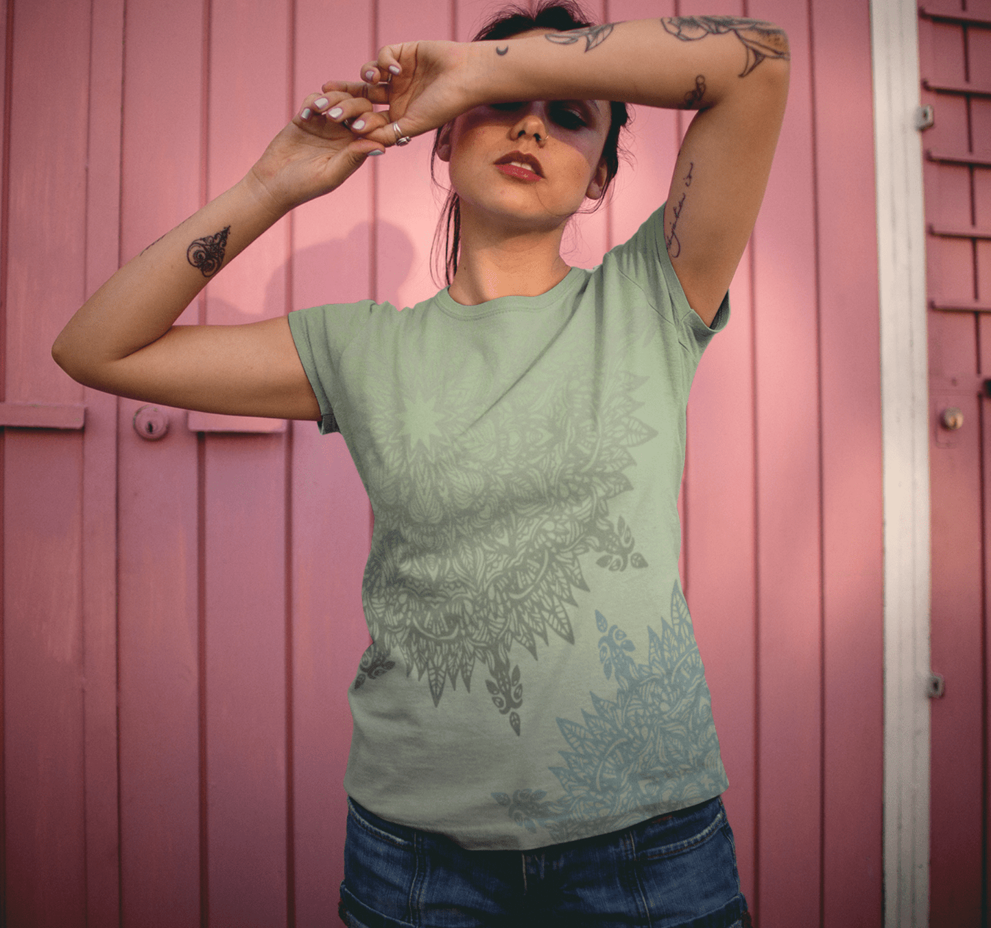Sage Mandala Jersey Tee WellAura T-Shirt