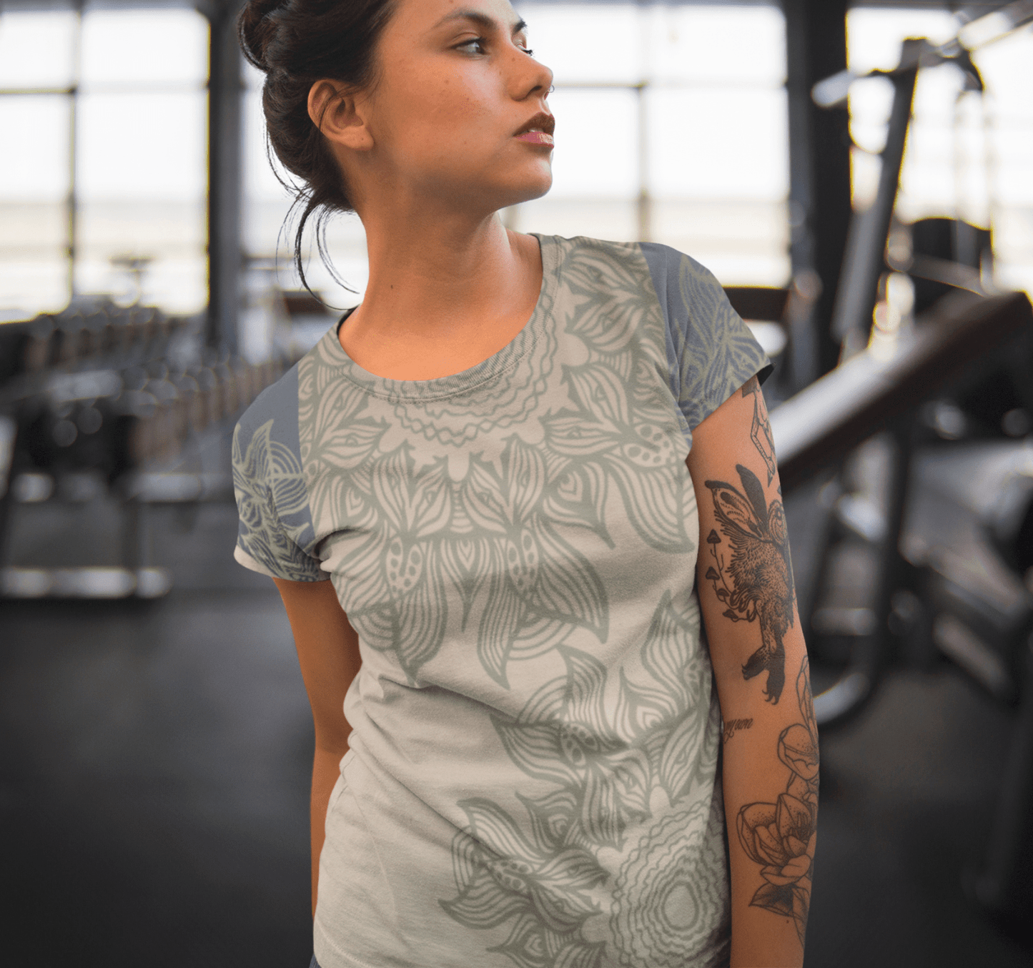 Beige Mandala Jersey Tee T-Shirt