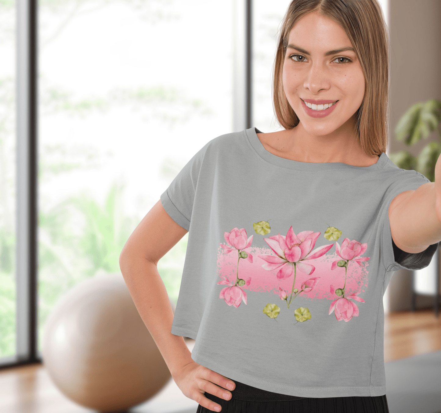 Aura Blossom Lotus Yoga Shirt Crop Top 