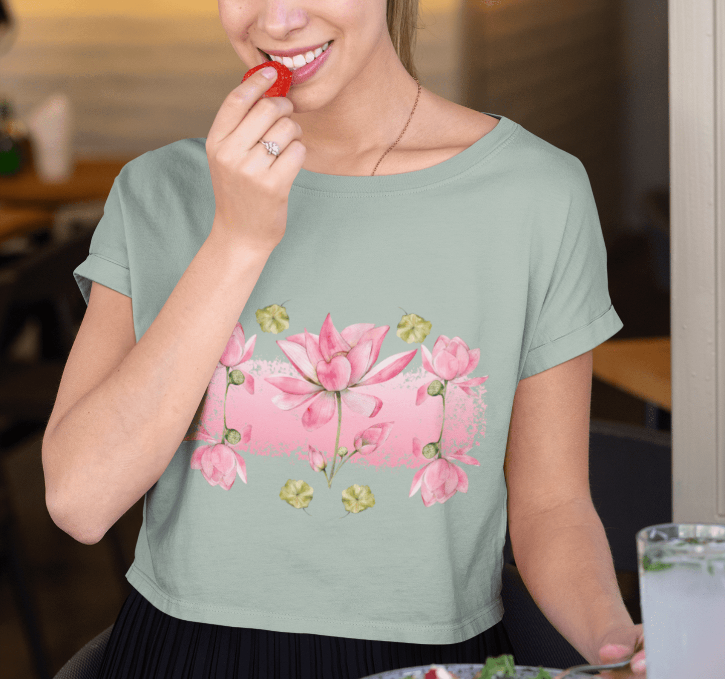 Aura Blossom Lotus Yoga Shirt Crop Top 