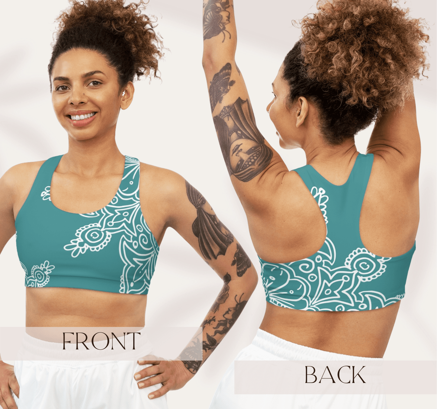 Tranquil Mandala Seamless Sports Bra Teal Bliss