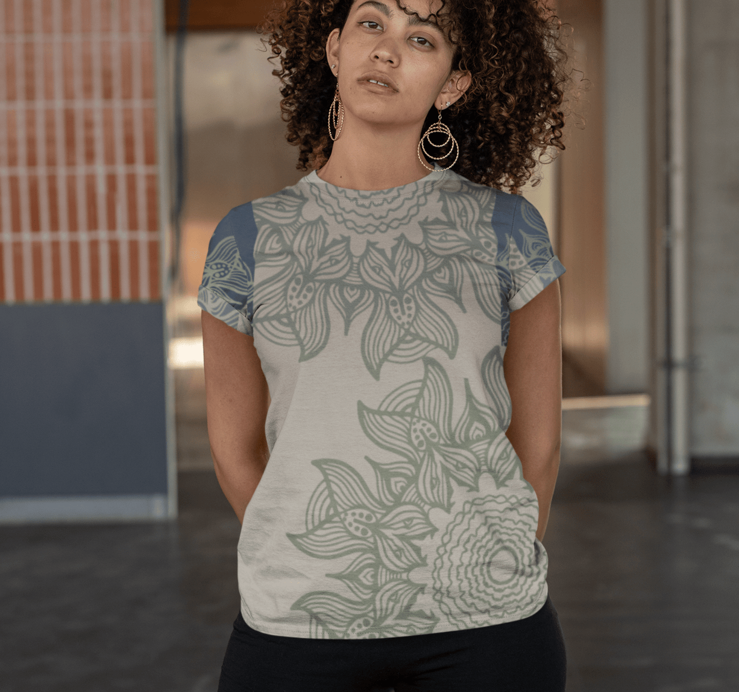 Beige Mandala Jersey Tee T-Shirt