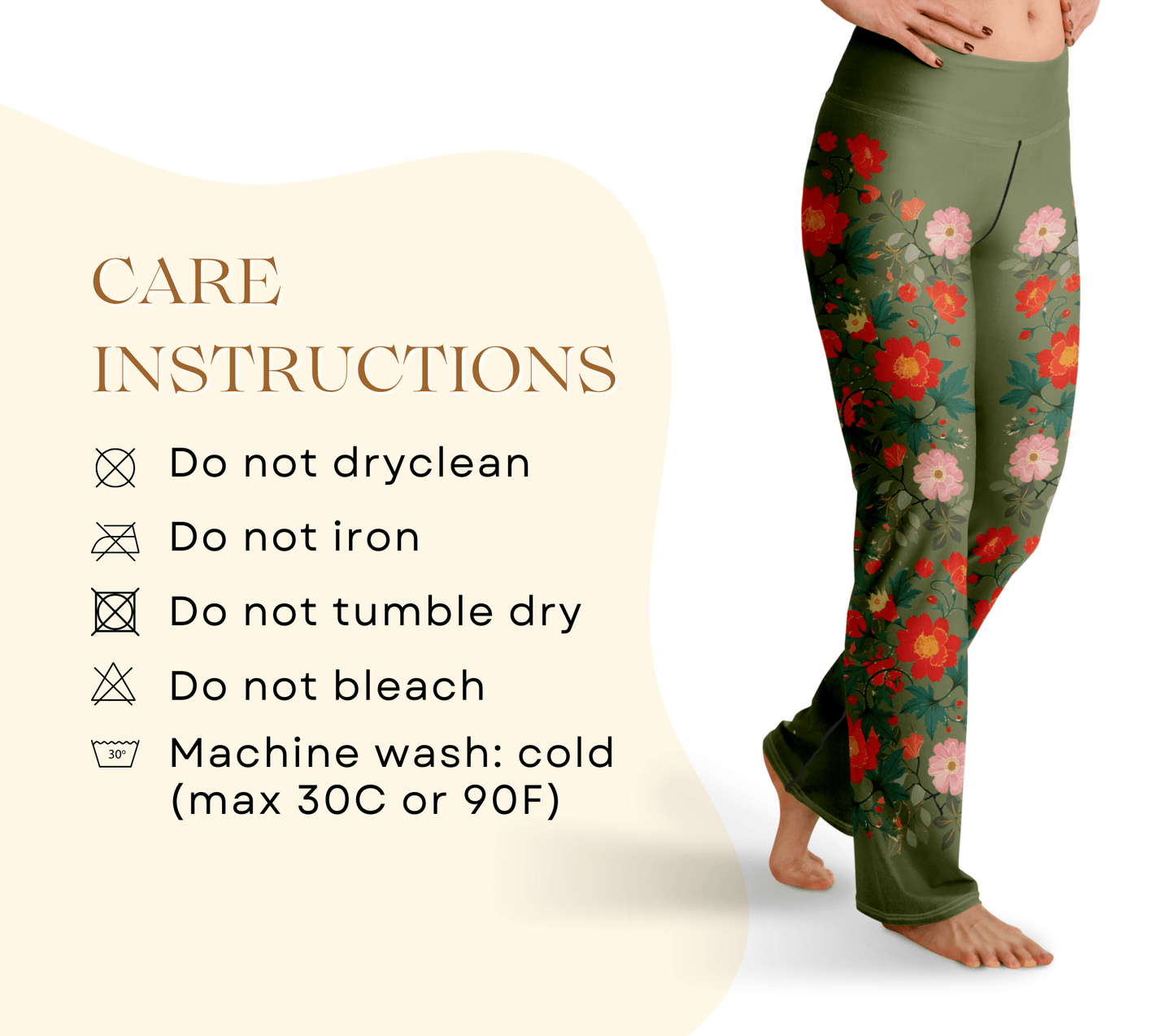 Misha Flower Leggings Stretch Waist Yoga Pants for Women