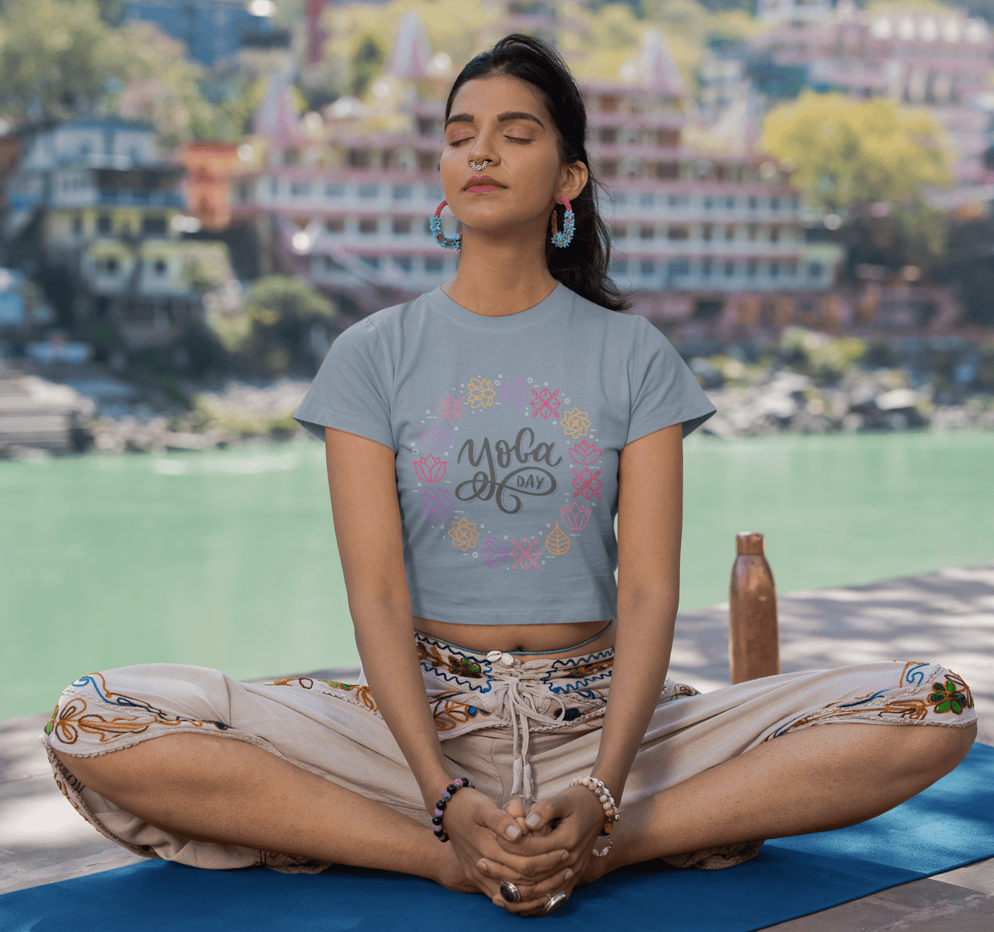 Yoga Day Crop Top Shirt for Women