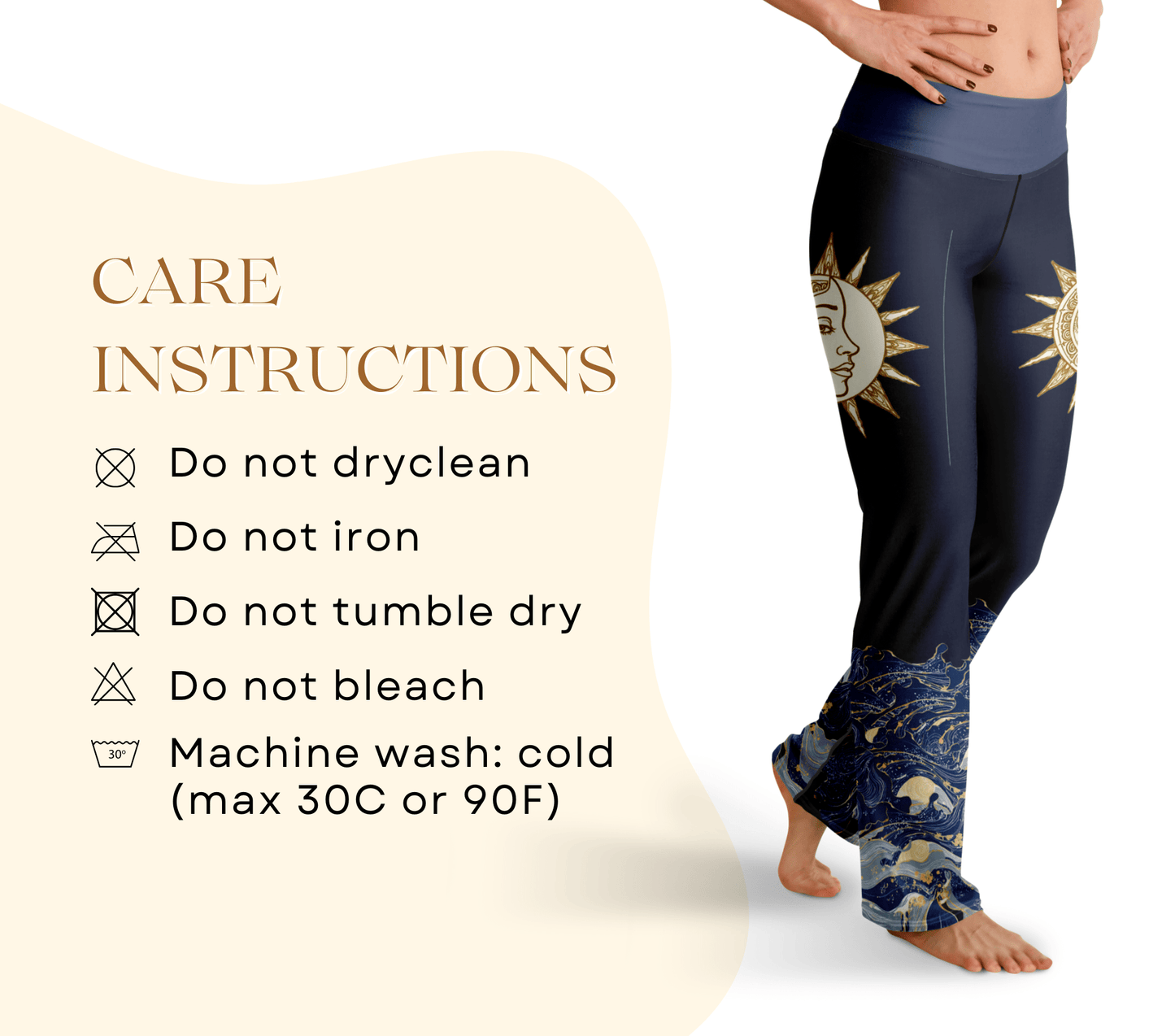 Fluer Sun Wave Leggings for Women Stretch Waist Yoga Pants with Flowing Design