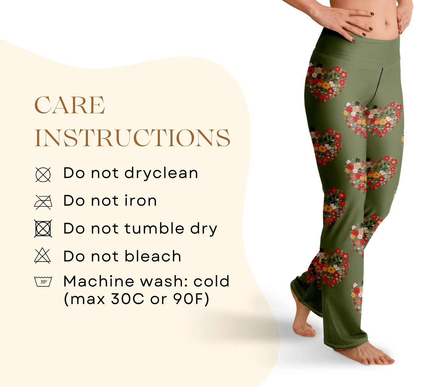 Blu HeartBloom Flare Yoga Pants Leggings for Women