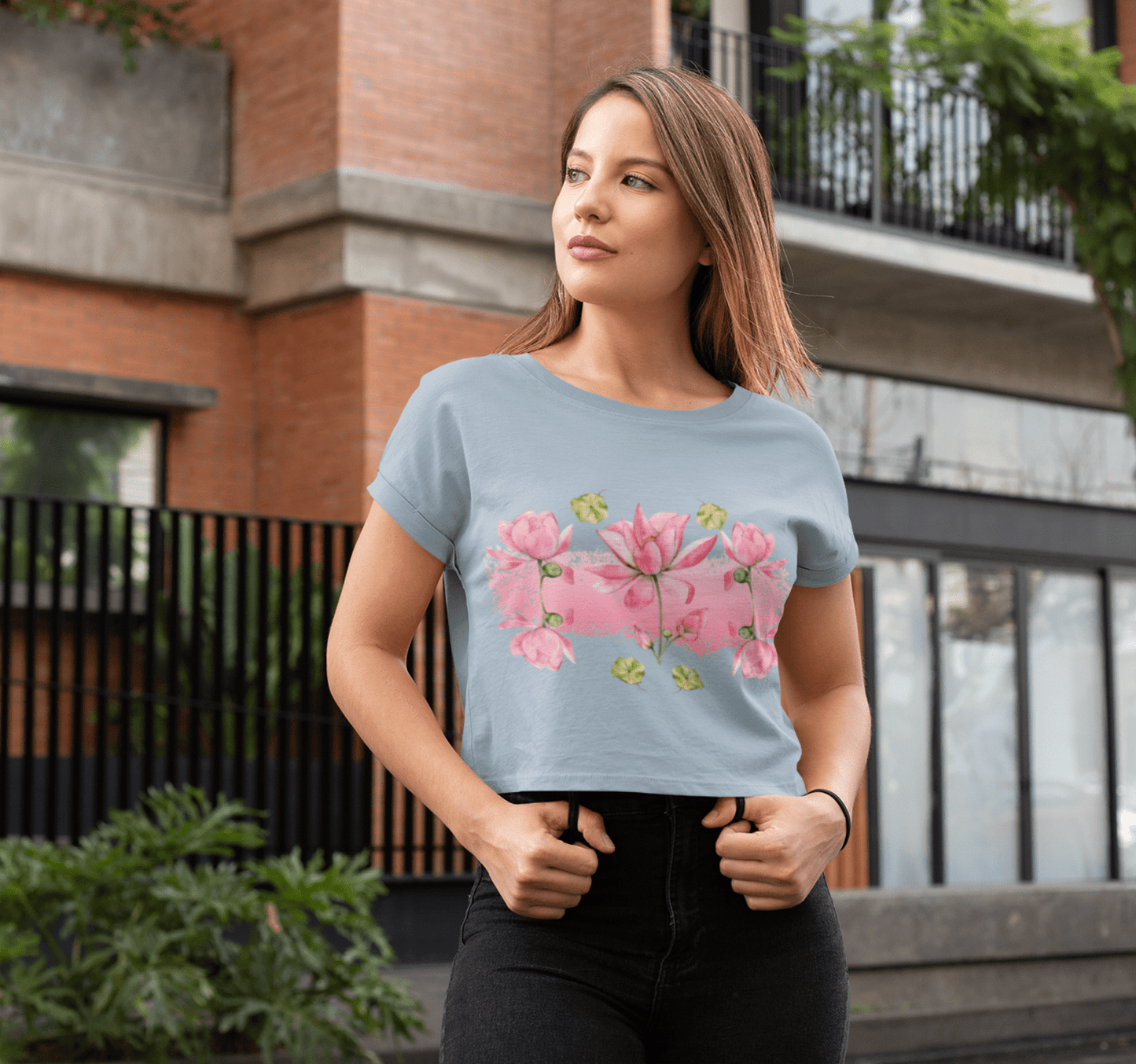 Aura Blossom Lotus Yoga Shirt Crop Top 