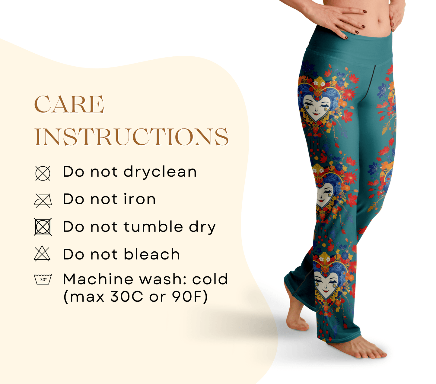 Einar Face Mandala Flare Yoga Pants Leggings for Women
