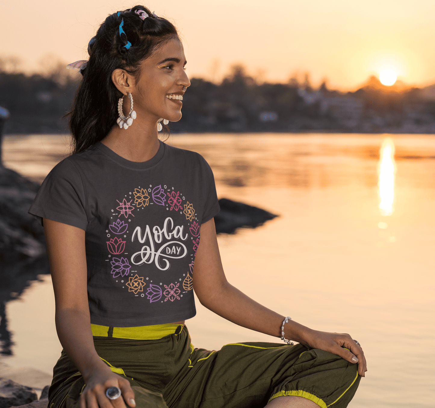 Yoga Day Crop Top Shirt for Women