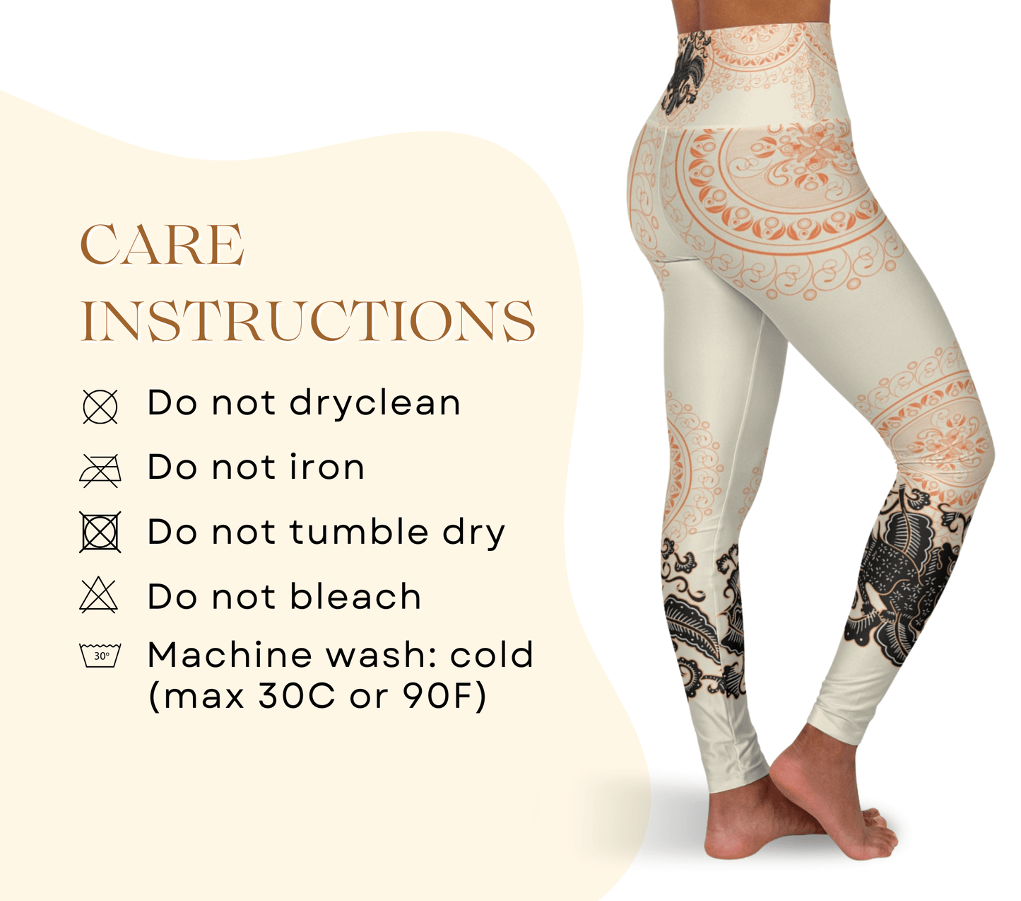 Cream Mandala Beast Yoga Pants Leggings