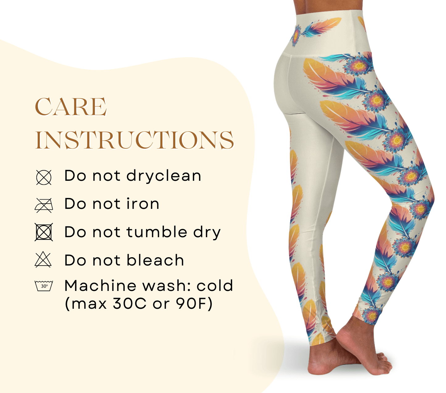 Mandala and Feather Yoga Pants Leggings