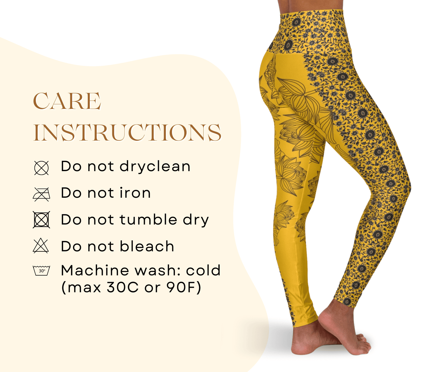Yellow Floral Lotus Yoga Pants Leggings