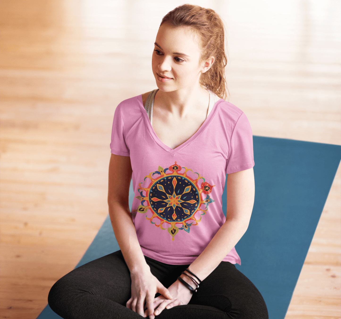 Ione Mandala V-neck T-shirt Yoga Wellness for Women