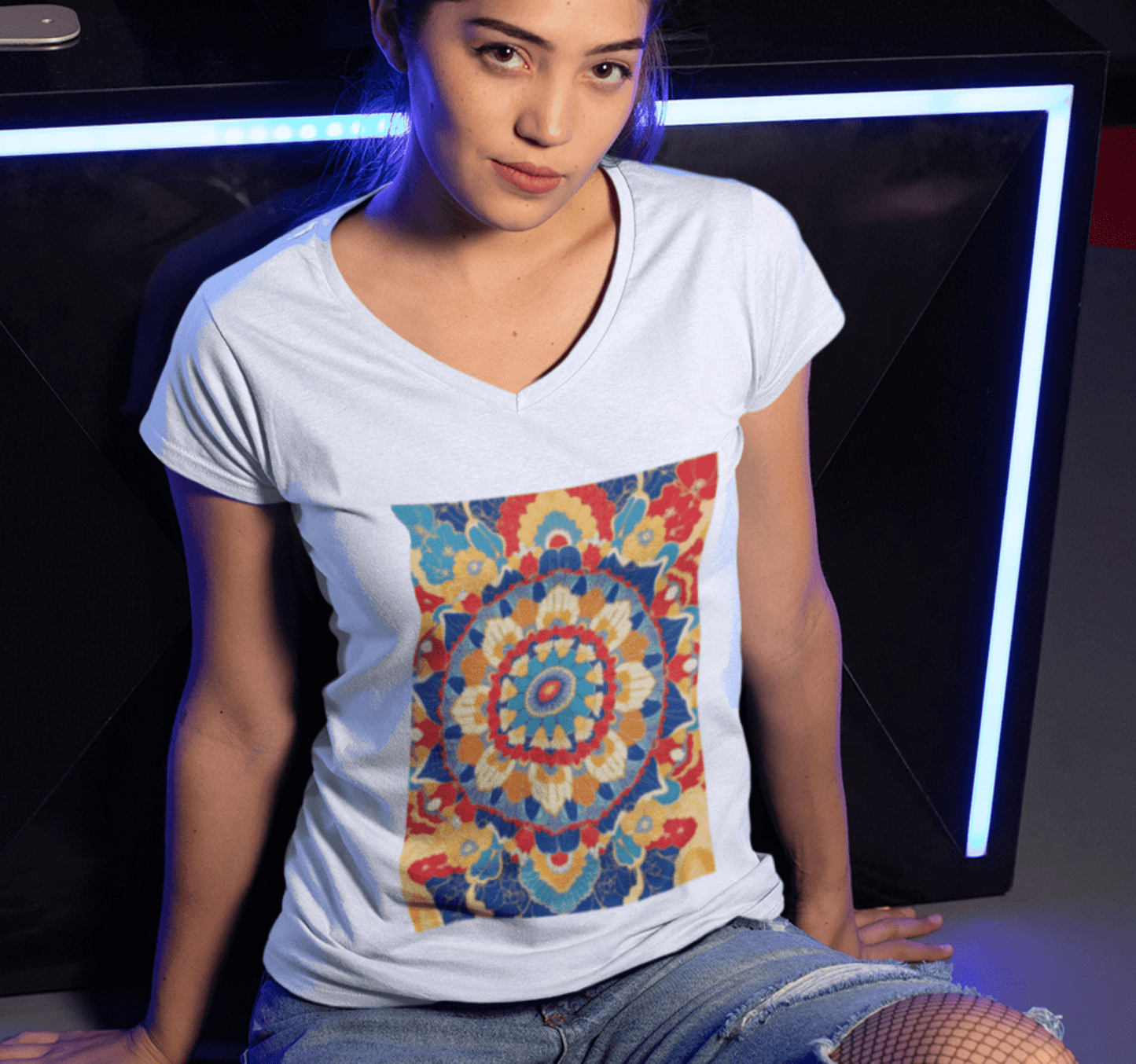 Briar Mandala V-neck T-shirt Yoga Wellness for Women