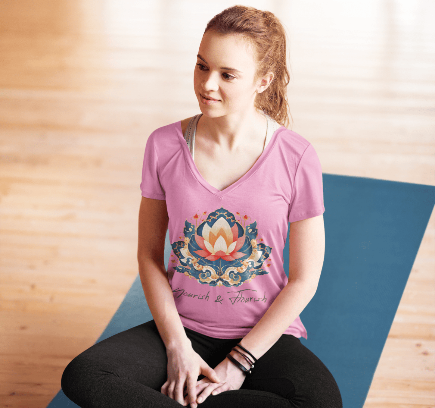 Arley Mandala V-neck T-shirt Yoga Wellness for Women