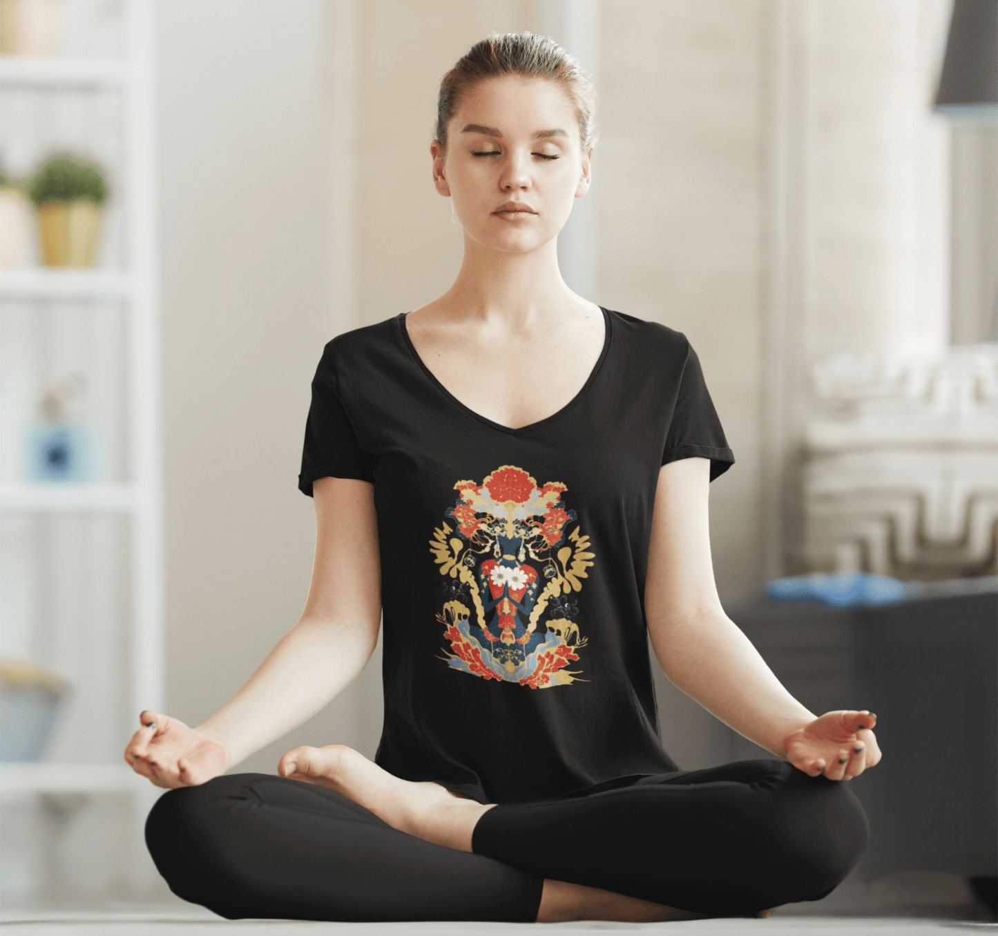 Audley Mandala V-neck T-shirt Yoga Wellness for Women