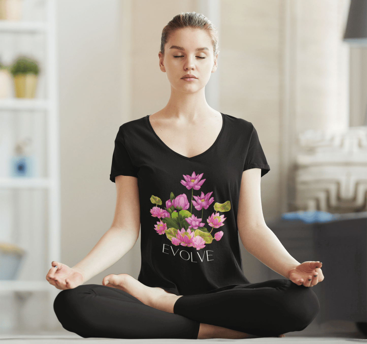 Evolve Mandala V-neck T-shirt Yoga Wellness for Women
