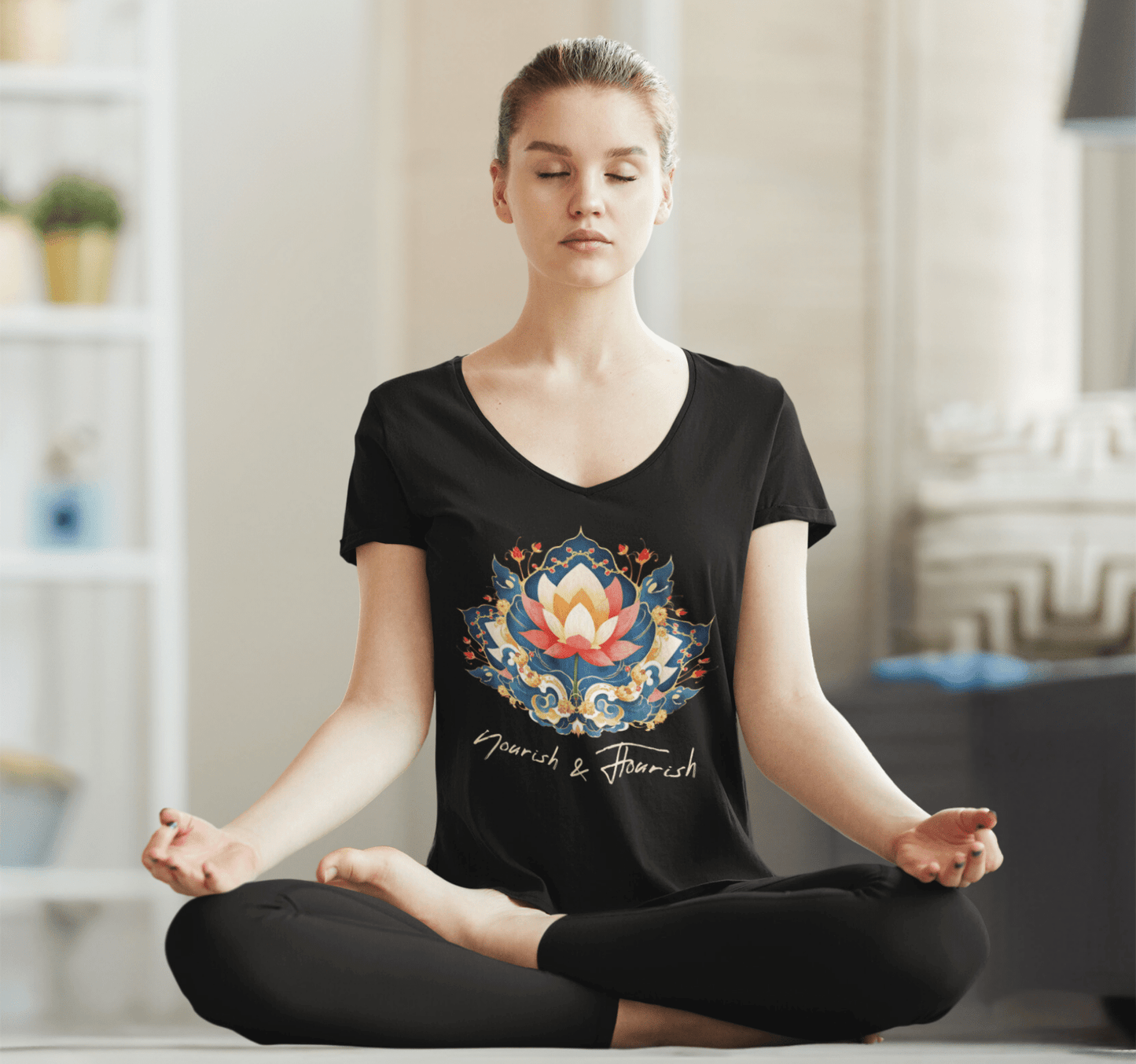 Arley Mandala V-neck T-shirt Yoga Wellness for Women