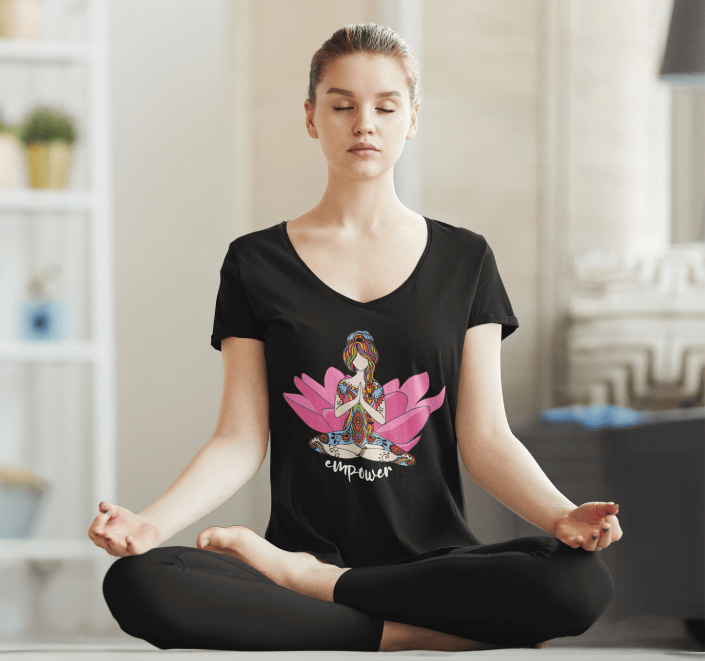 Empower Mandala V-neck T-shirt Yoga Wellness for Women