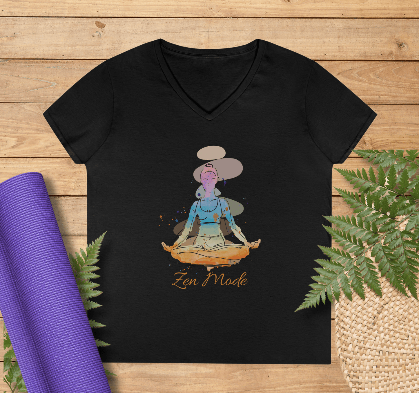 Zen Mode V-neck T-shirt Yoga Wellness for Women