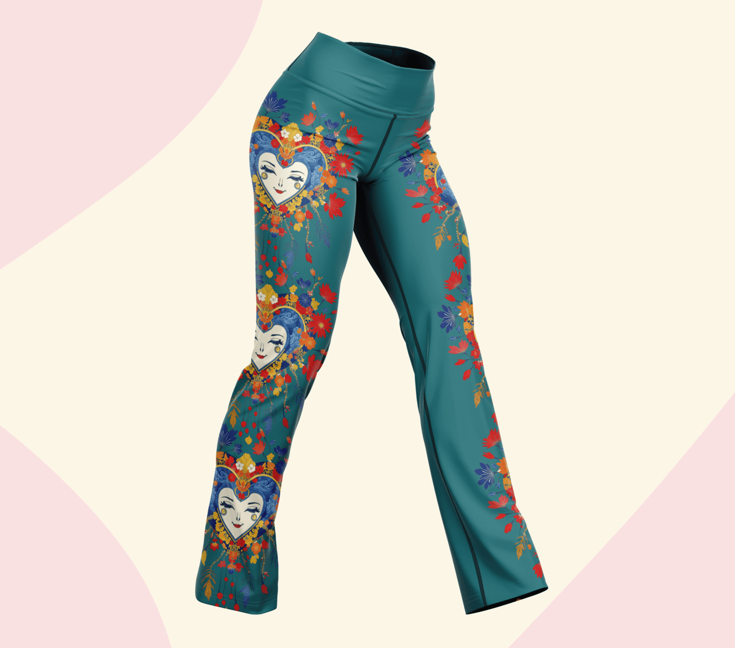 Einar Face Mandala Flare Yoga Pants Leggings for Women