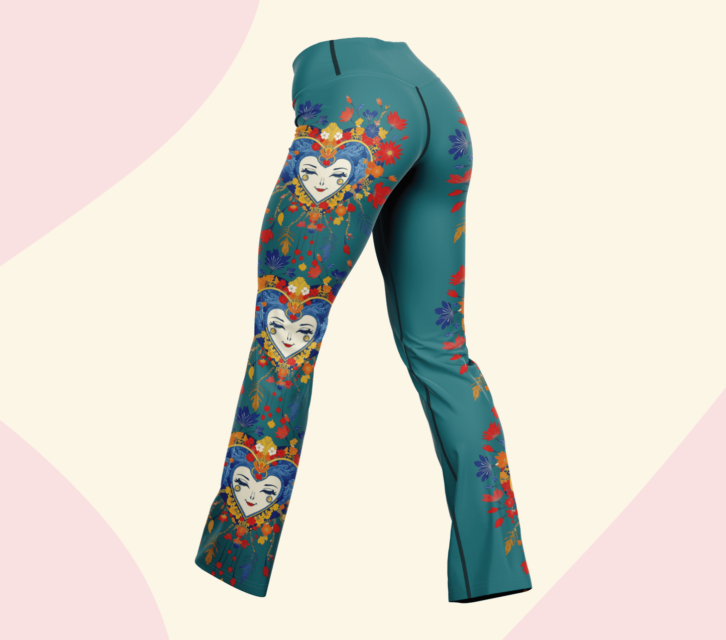 Einar Face Mandala Flare Yoga Pants Leggings for Women
