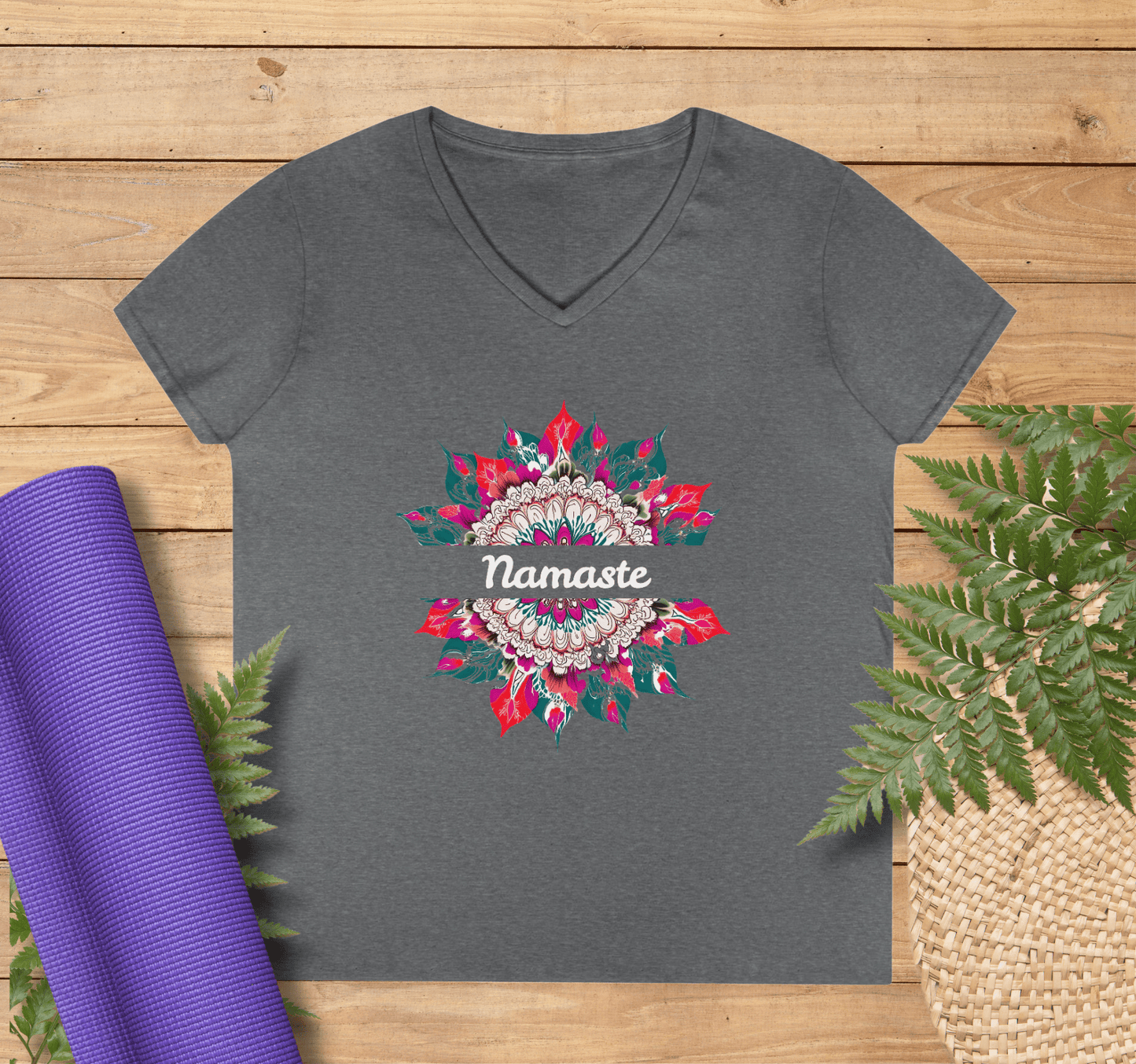 Kai Flower Mandala V-neck T-shirt Yoga Wellness for Women