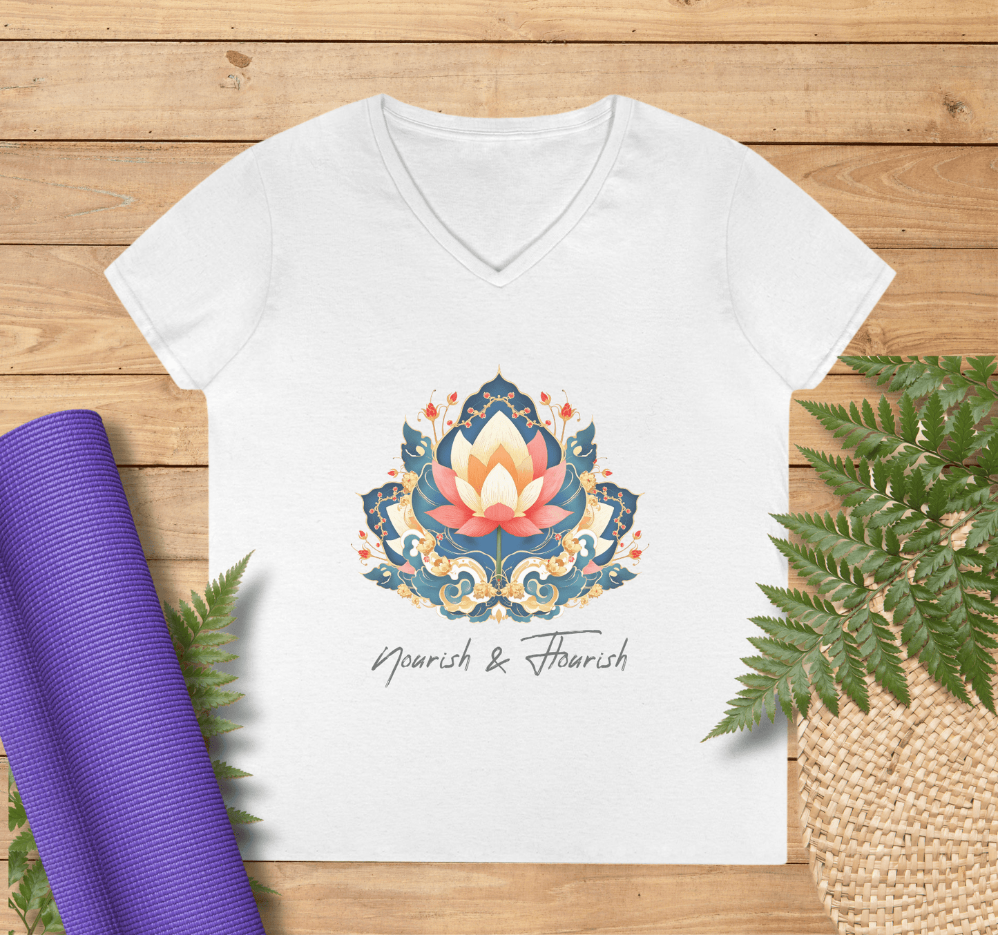 Arley Mandala V-neck T-shirt Yoga Wellness for Women