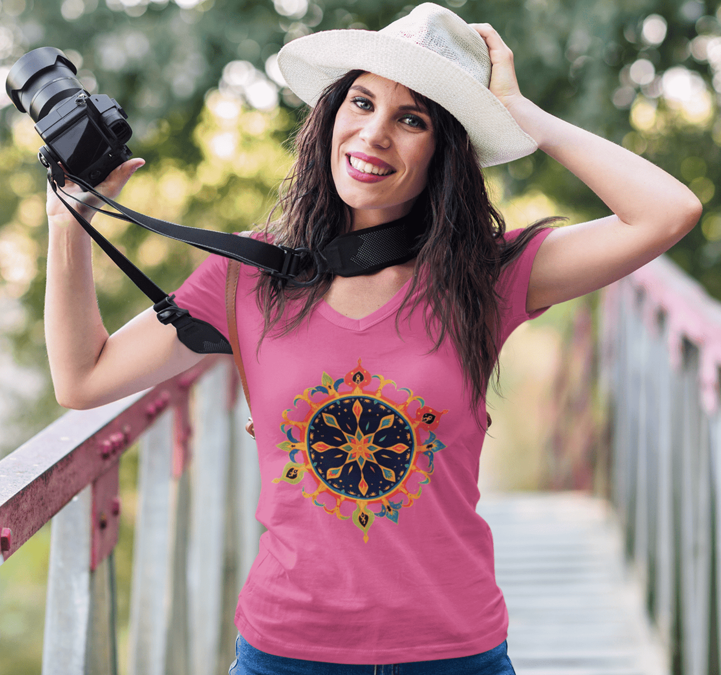 Ione Mandala V-neck T-shirt Yoga Wellness for Women