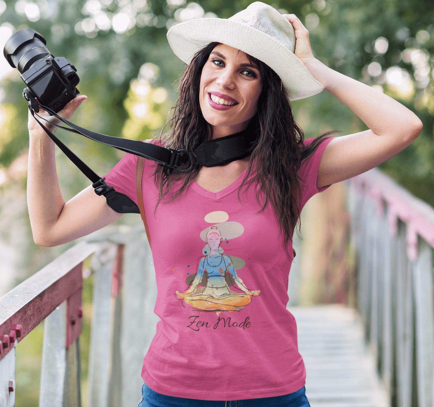Zen Mode V-neck T-shirt Yoga Wellness for Women