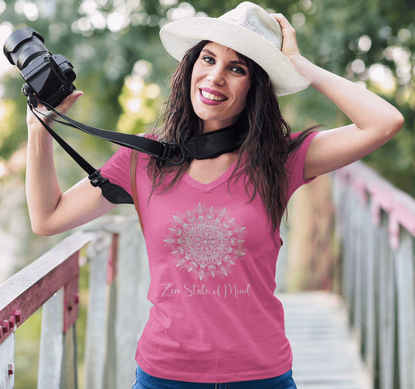 Zen State of Mind Mandala V-neck T-Shirt Yoga Wellness for Women