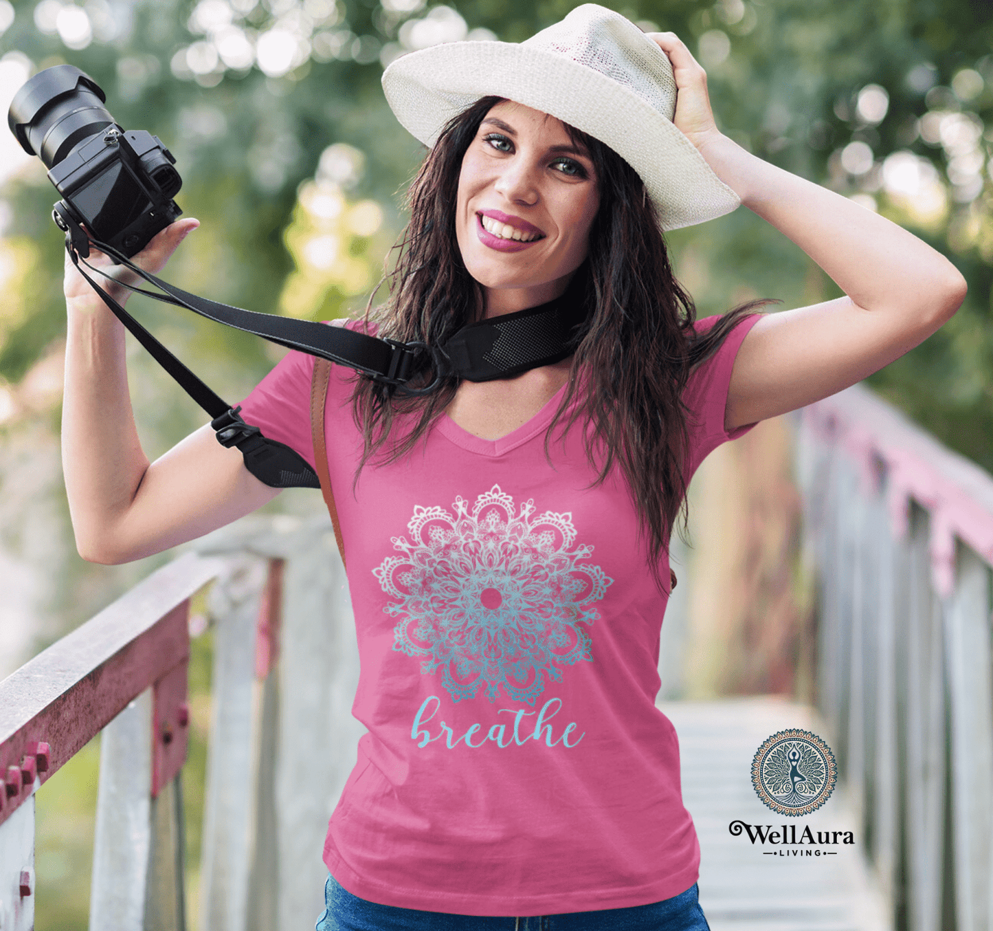 Breathe Mandala V-neck T-Shirt Yoga Wellness for Women