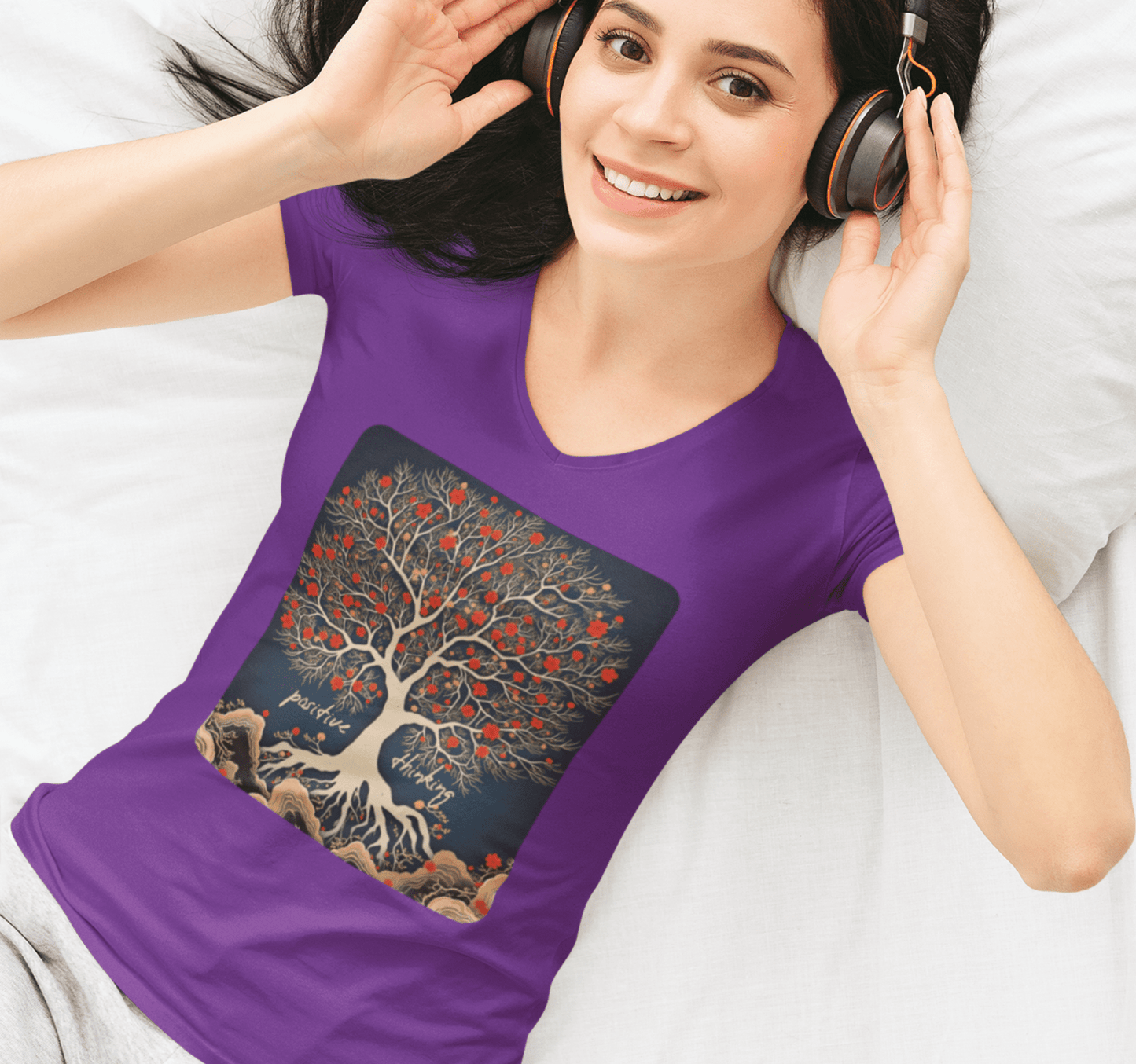 Solaris Tree V-neck T-shirt Yoga Wellness for Women