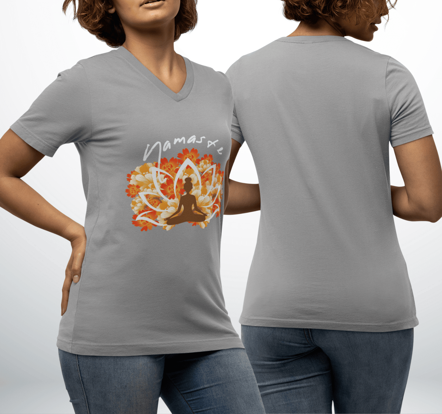 Lynx Namaste V-neck T-shirt Yoga Wellness for Women