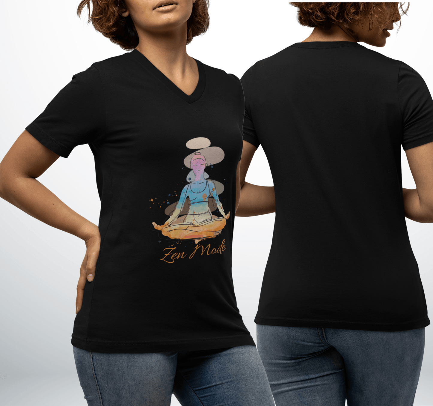 Zen Mode V-neck T-shirt Yoga Wellness for Women