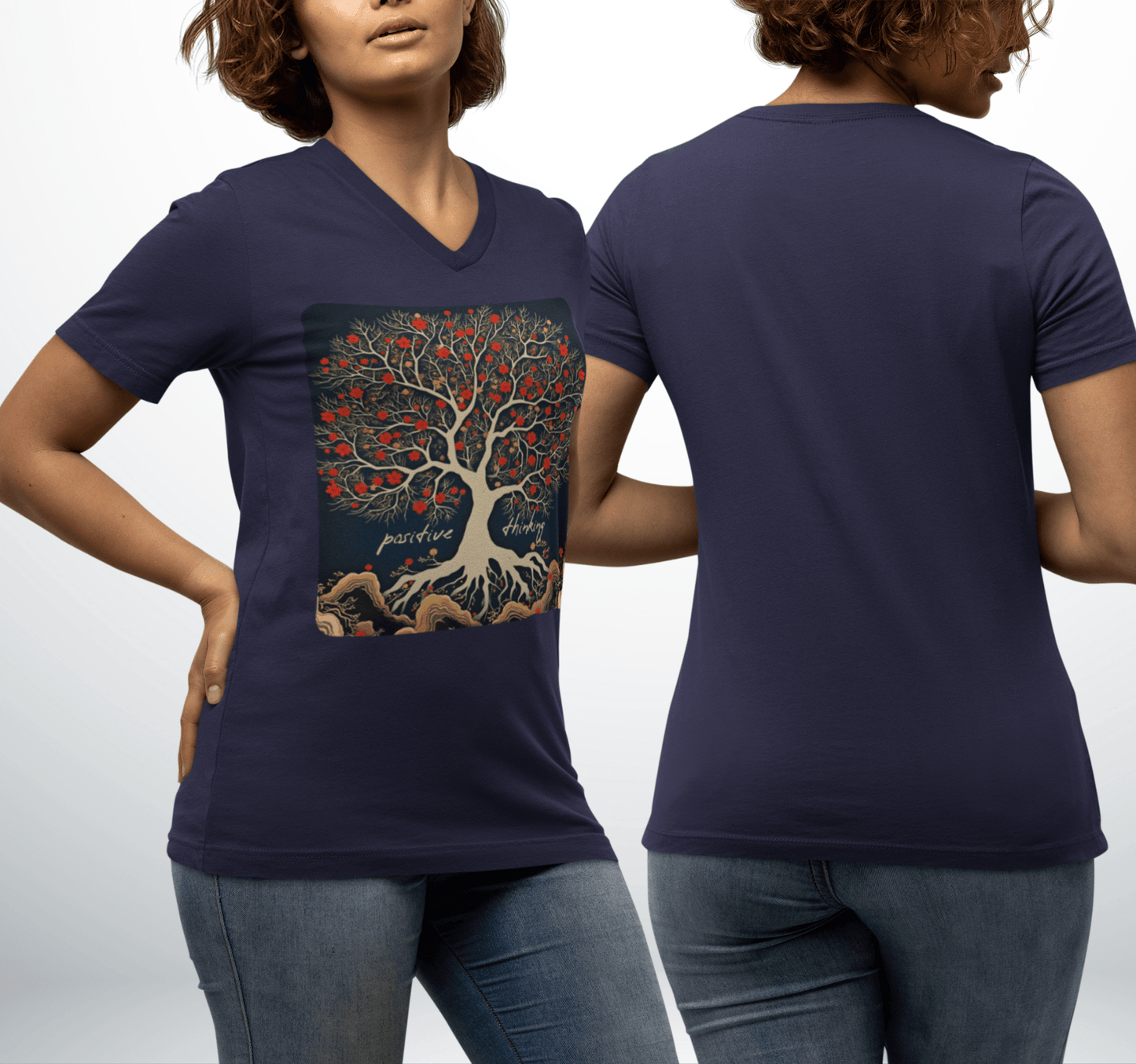 Solaris Tree V-neck T-shirt Yoga Wellness for Women