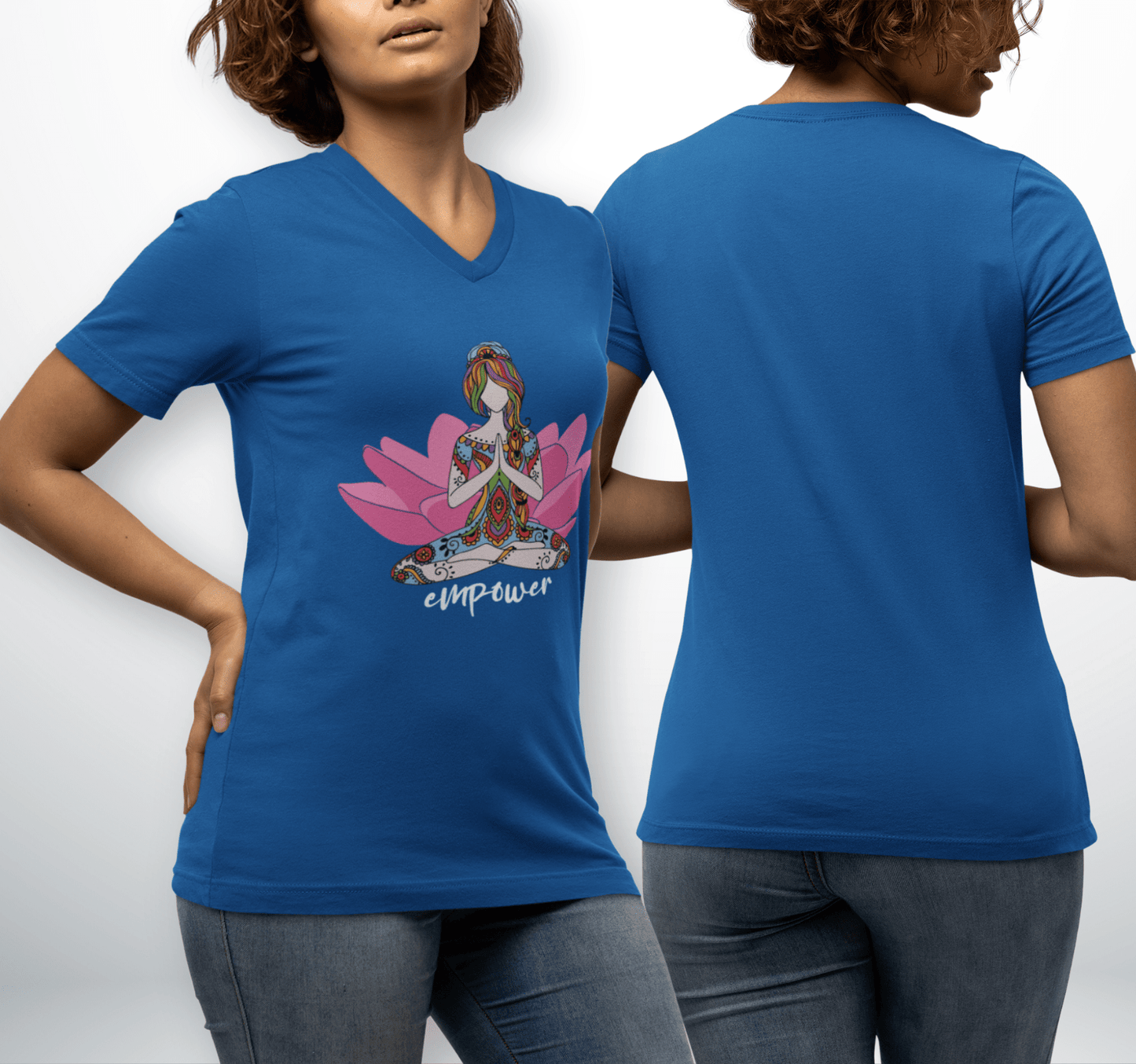 Empower Mandala V-neck T-shirt Yoga Wellness for Women